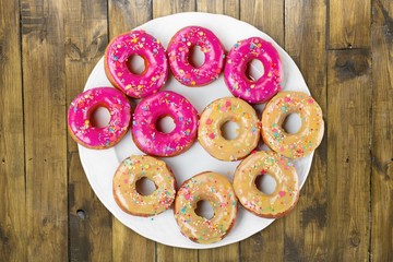 Donuts, doughnuts, table.