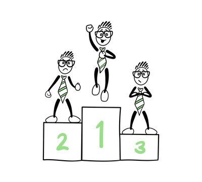 Cute Cartoon Businessmen On A Podium