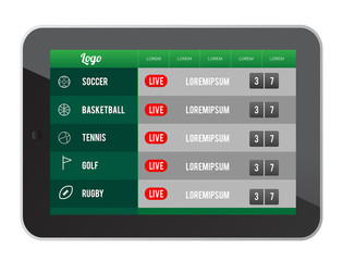Sports betting app on tablet screen vector