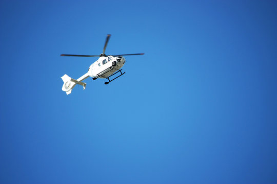 Helicopter, chopper, sky, blue, Propeller, fly, heliport