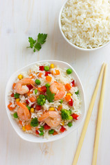 Rice with vegetables and shrimps