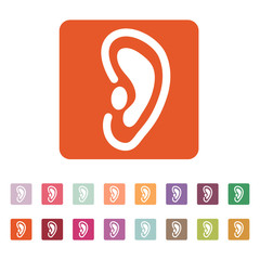 The ear icon. Listen symbol. Flat