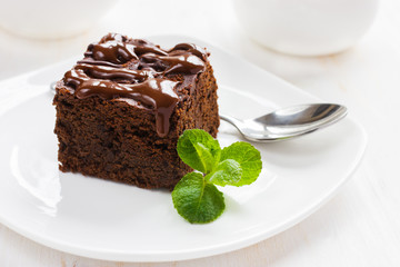  chocolate brownies on white background
