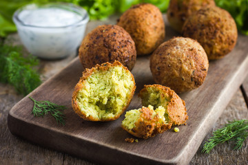 vegetarian falafel  with tzatziki sauce