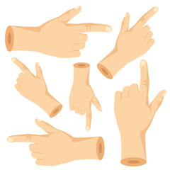 Set of human pointing hands