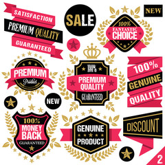 Premium quality stickers, badges, labels and ribbons. Set 2