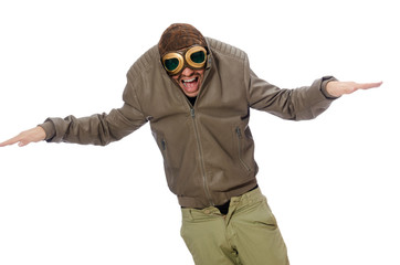Funny pilot isolated on the white