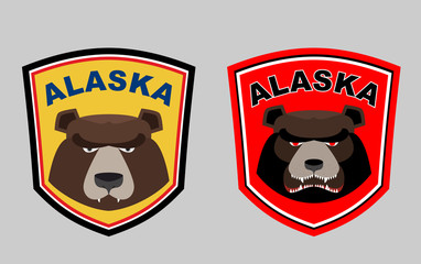 Alaska bear. Set logos for hunting or sports team. Vector illust