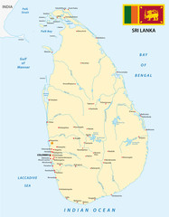 sri lanka map with flag