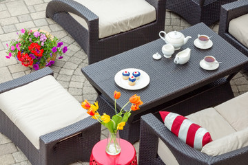 4th July tea served on an outdoor patio