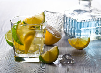 drink with lemon and ice