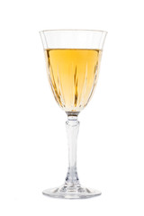 White wine in crystal glass isolated in white