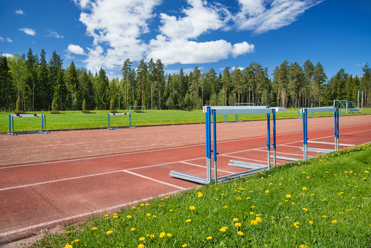 Athletics sport field on a sunny summer day