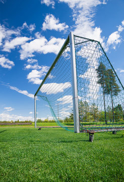 Soccer field and emtpy net