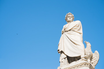 Statue of Dante Alighieri. Famous Italian Poetry