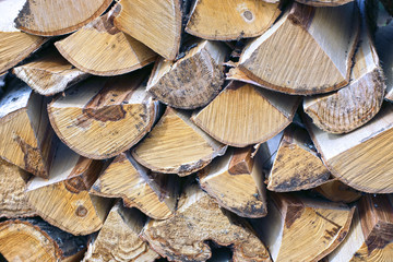 Stabel of chopped birch wood