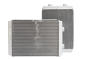 Two new automotive radiator stove on a white background