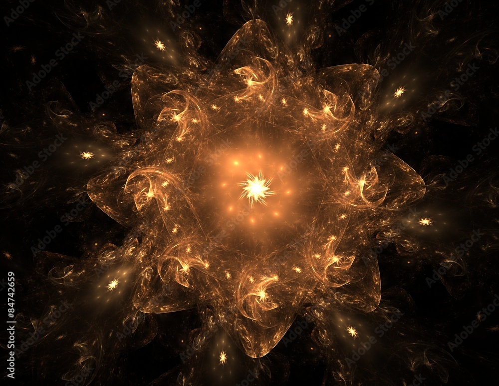 Poster fractal radial pattern on the subject of science, technology and design