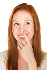 Fototapeta premium Smiling Woman Comparing