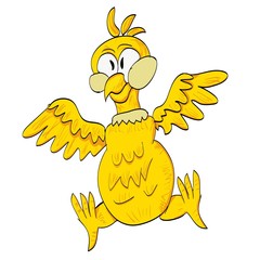 Excited cartoon chicken