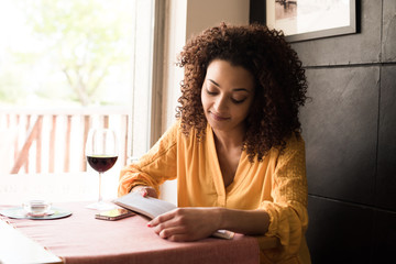 Woman reading book