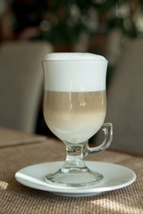 Coffee Latte in Transparent Glass silver in Cafe, 