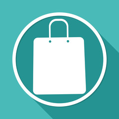 Shopping bags on white circle with a long shadow