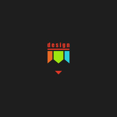 Colorful pencil logo, mockup creative design art school emblem