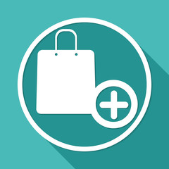 Shopping bags on white circle with a long shadow