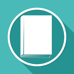 Book icon on white circle with a long shadow