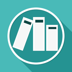 Book icon on white circle with a long shadow