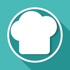 Icon chef hat on white circle with a long shadow