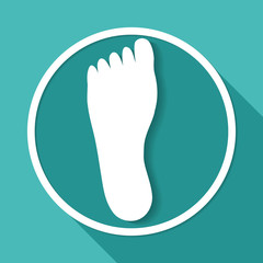 footprints isolated on white circle with a long shadow