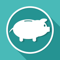 Icon Money bag on white circle with a long shadow