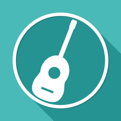 guitar icon on white circle with a long shadow