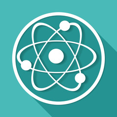 Molecule Icon on white circle with a long shadow