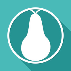 pear icon on white circle with a long shadow