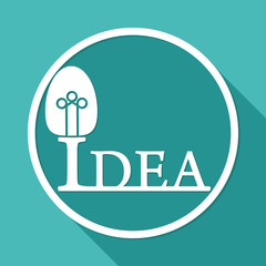 Icon Light bulb on white circle with a long shadow