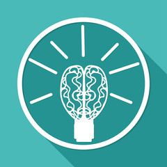 Obraz premium Icon Light bulb on white circle with a long shadow