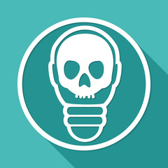 Icon Light bulb on white circle with a long shadow