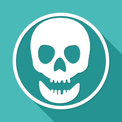 Skull icon on white circle with a long shadow