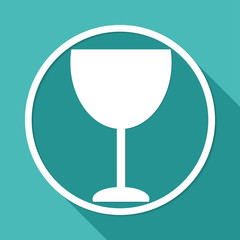 Icon cup on white circle with a long shadow