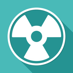 radiation symbol on white circle with a long shadow