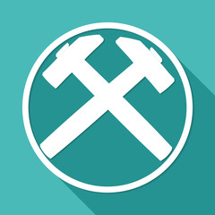 Setting icon on white circle with a long shadow