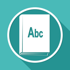 Icon book on white circle with a long shadow