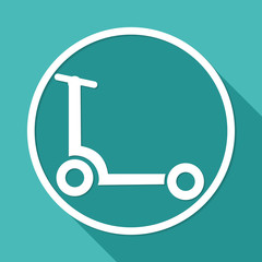 scooter isolated on white circle with a long shadow