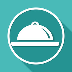 Icon chef on white circle with a long shadow