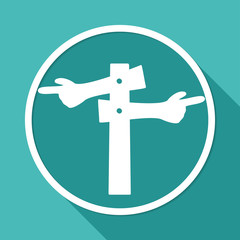 Icon blank road on white circle with a long shadow