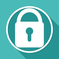 lock icon on white circle with a long shadow