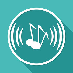 Icon Music on white circle with a long shadow